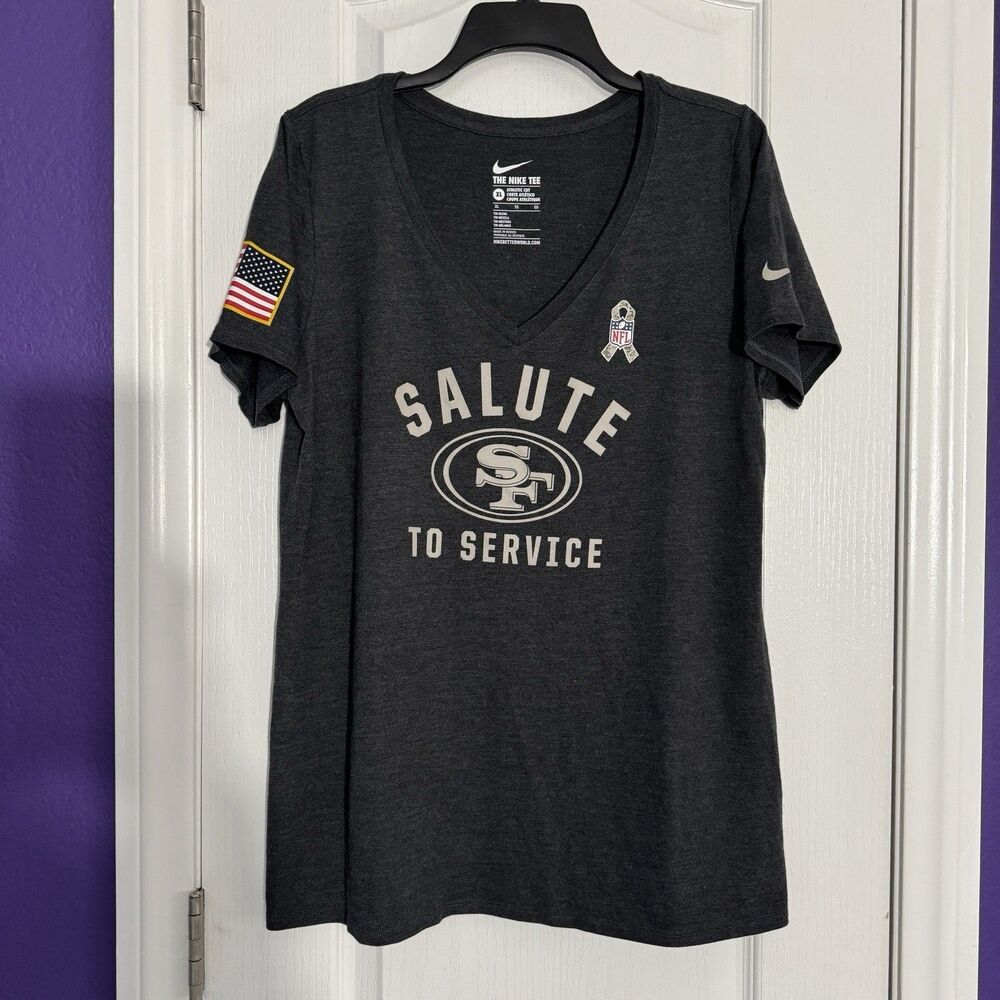 Nike Salute To Service 49ers V-Neck T-Shirt Tee NFL Women’s Size XL
